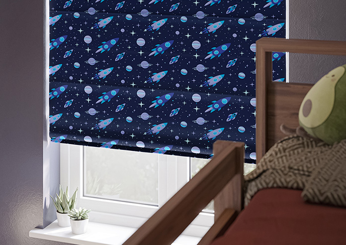 Rocket Adventure, Astral Blue - Twist&Fit Roman Blind - Image 5